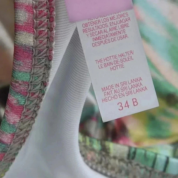 Victoria's Secret VS Swim Hottie Halter Bikini Top Tropical  Strappy 34B - Picture 11 of 12